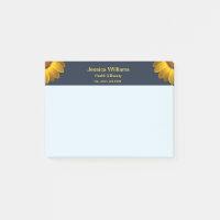 Fleurs jaunes sur fond bleu marine Monogramme