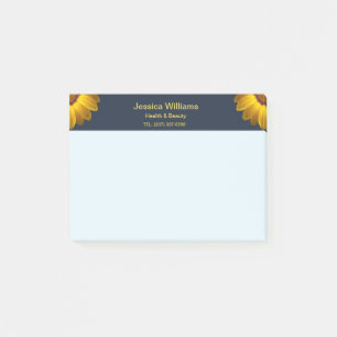Post-it® Fleurs jaunes sur fond bleu marine Monogramme