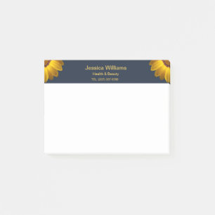 Post-it® Fleurs jaunes sur le Monogramme arrière - plan ble