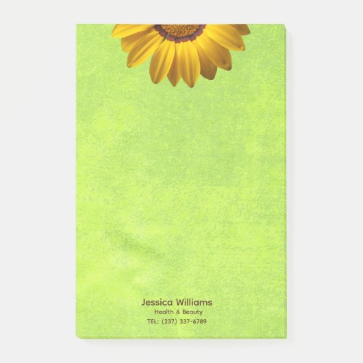 Post-it® Fleurs jaunes sur Monogramme vert Abstrait (Devant)