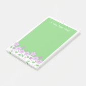 Post-it® Fleurs Lilac et notes vertes post-it (Incliné)