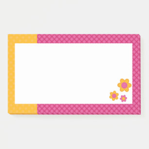 Post-it® Fleurs mignonnes cousues sur plaid rose et point j