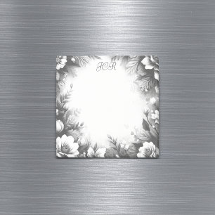 Post-it® Fleurs Monogrammées Personnalisées en Noir et Blan