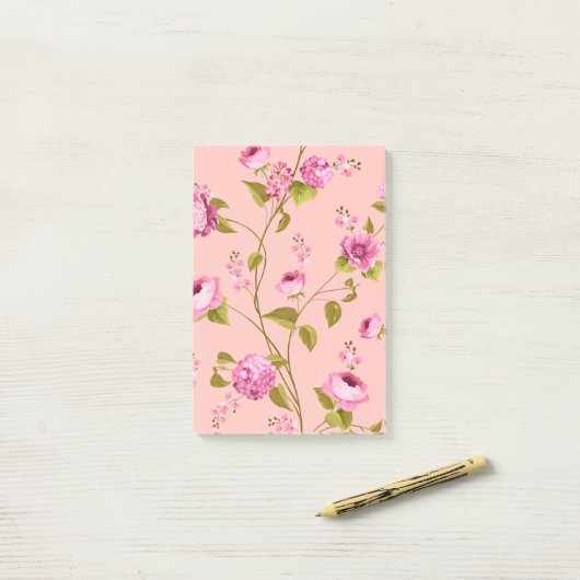 Post-it® Fleurs Motif 17 (Sur un bureau)