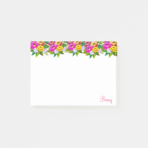 Post-it® Fleurs multicolores mignonnes sur blanc