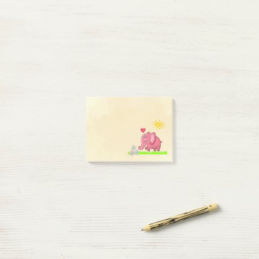 Post-it® Fleurs Odeurs D'Éléphant Rose Cute (Sur un bureau)