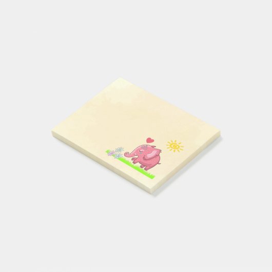 Post-it® Fleurs Odeurs D'Éléphant Rose Cute (Incliné)