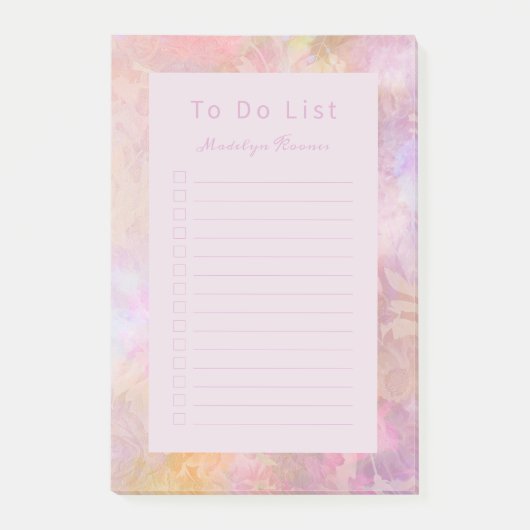 Post-it® Fleurs pastel chic personnalisées script (Devant)