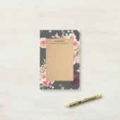 Post-it® Fleurs Pastel Modernes & Cadeau Personnalisé Kraft (Sur un bureau)