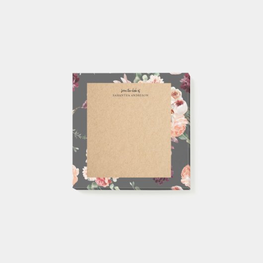 Post-it® Fleurs Pastel Modernes & Cadeau Personnalisé Kraft (Devant)