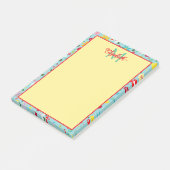 Post-it® Fleurs printanières sur monogramme bleu aqua (Incliné)