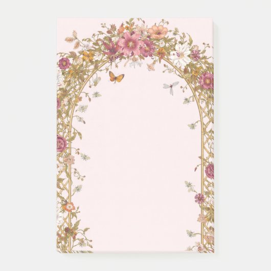 Post-it® Fleurs romantiques vintage rose botanique (Devant)