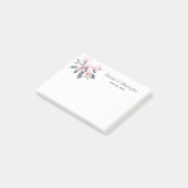 Post-it® Fleurs rose et gris Mariage Aquarelle classique (Incliné)