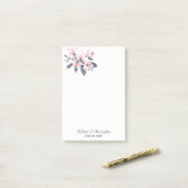 Post-it® Fleurs rose et gris Mariage Aquarelle classique (Sur un bureau)
