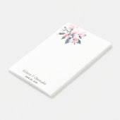 Post-it® Fleurs rose et gris Mariage Aquarelle classique (Incliné)