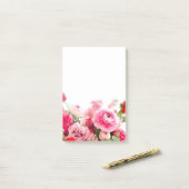 Post-it® Fleurs Roses Aquarelle florale Modèle blanc (Sur un bureau)