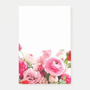 Post-it® Fleurs Roses Aquarelle florale Modèle blanc