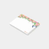 Post-it® Fleurs roses, colibris & calligraphie sur blanc (Incliné)