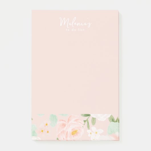 Post-it® Fleurs Roses d'aquarelle en rose et en rose (Devant)