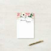 Post-it® Fleurs roses élégantes Aquarelle Florale Personnal (Sur un bureau)