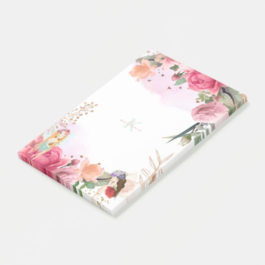 Post-it® Fleurs Roses Et Fées Filles (Incliné)