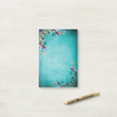 Post-it® Fleurs roses florales victoriennes turquoise rose  (Sur un bureau)