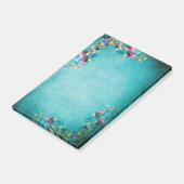 Post-it® Fleurs roses florales victoriennes turquoise rose  (Incliné)
