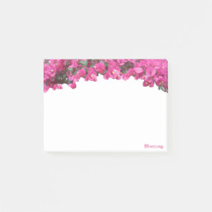 Post-it® Fleurs roses magenta tropicales sur fond blanc