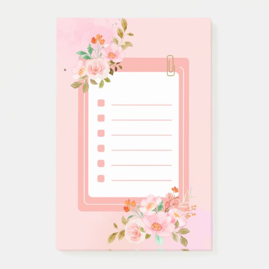 Post-it® Fleurs roses Post-it Notes (Devant)