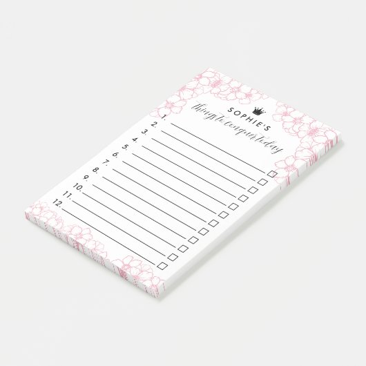 Post-it® Fleurs Roses Princesse Couronne Choses À Conquérir (Incliné)