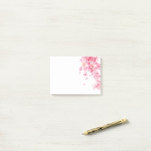Post-it® Fleurs roses tendres d'aquarelle (Sur un bureau)