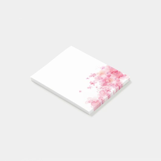 Post-it® Fleurs roses tendres d'aquarelle (Incliné)