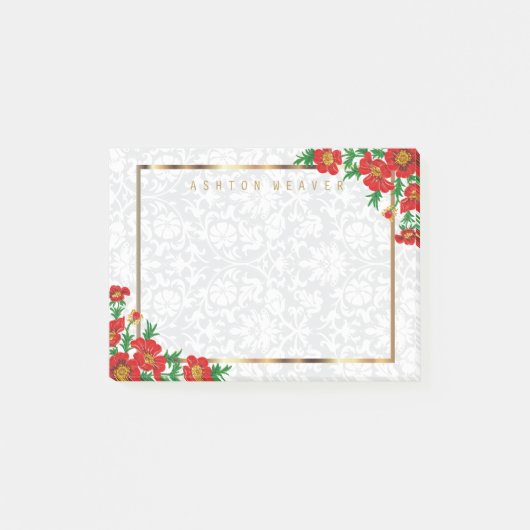 Post-it® Fleurs rouges élégantes de pavot (Devant)