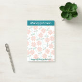 Post-it® Fleurs rouges ombrées Turquoises sur le Bloc-notes (Bureau)