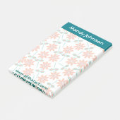 Post-it® Fleurs rouges ombrées Turquoises sur le Bloc-notes (Incliné)