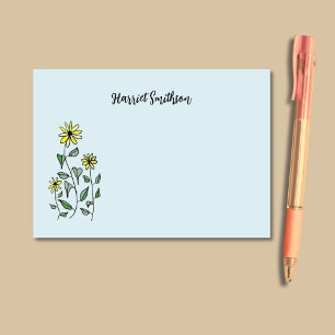 Post-it® Fleurs sauvages rétro personnalisées bleu ciel pas