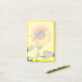 Post-it® Fleurs | Tournesol jaune (Sur un bureau)
