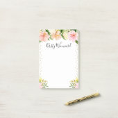 Post-it® Fleurs tropicales à l'aquarelle Confetti or (Sur un bureau)