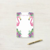 Post-it® Fleurs tropicales de flamants roses (Sur un bureau)