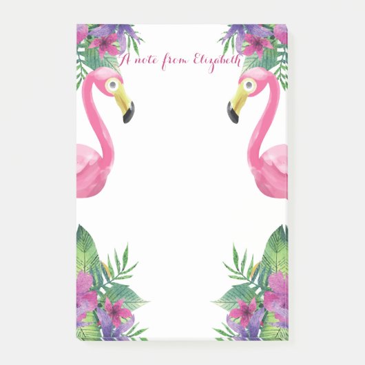 Post-it® Fleurs tropicales de flamants roses (Devant)