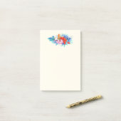 Post-it® Fleurs tropicales exotiques en rose et turquoise (Sur un bureau)
