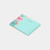 Post-it® Fleurs tropicales Personnalisées Turquoise 4x3 (Incliné)