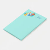 Post-it® Fleurs tropicales turquoise personnalisées 4x6 (Incliné)