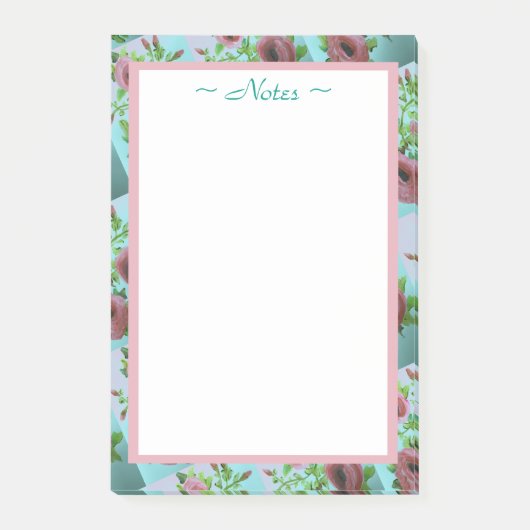 Post-it® Fleurs turquoise et rose (Devant)