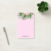 Post-it® Fleurs vertes et roses - Nom personnalisé (Bureau)