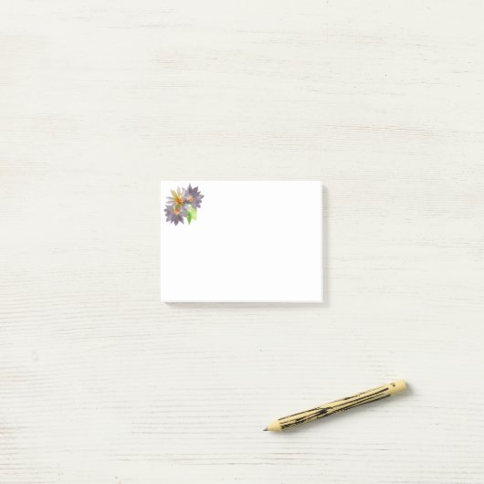 Post-it® Fleurs violettes (Sur un bureau)
