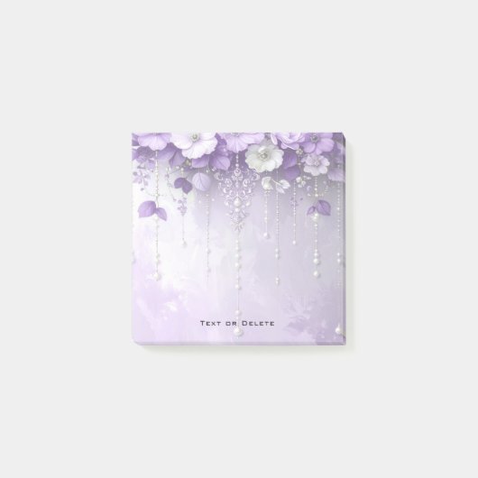 Post-it® Fleurs Violettes avec des Perles qui Pendent Post- (Devant)