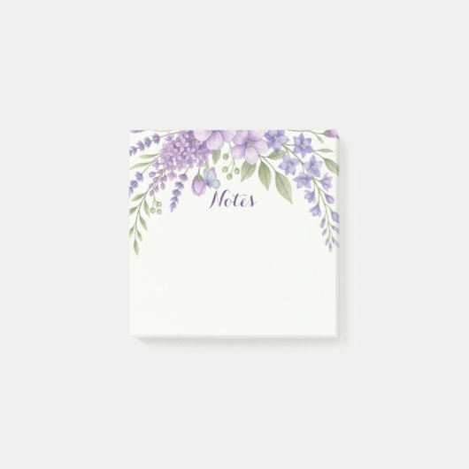 Post-It Fleurs Violettes, Bloc-Notes Lavande (Devant)