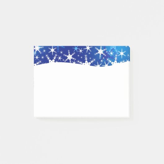 Post-it® Flocons de neige bleus d'hiver de Noël (Devant)