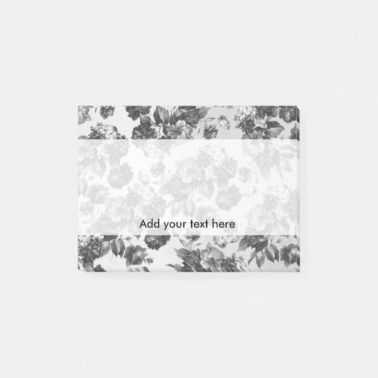 Post-it® Floral blanc vintage noir rustique (Devant)